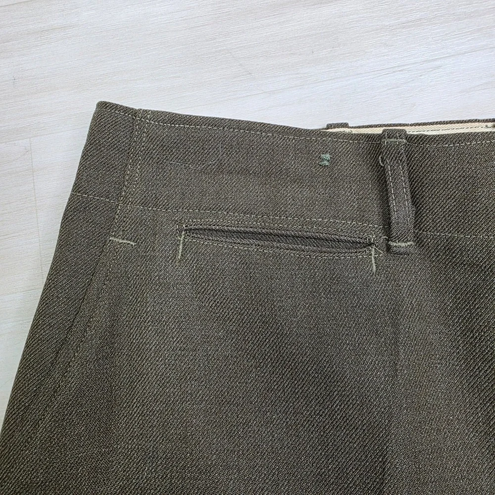 Vintage Military Wool Trousers Olive Drab High Waisted Button Fly Pants 32 x 33